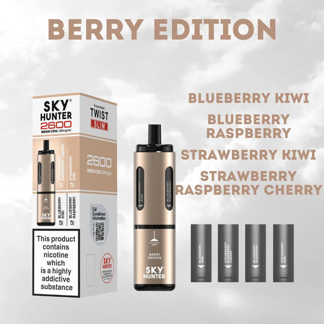 4 in 1 Sky Hunter 2600 Puffs Disposable Vape Pod Kit Pack of 5