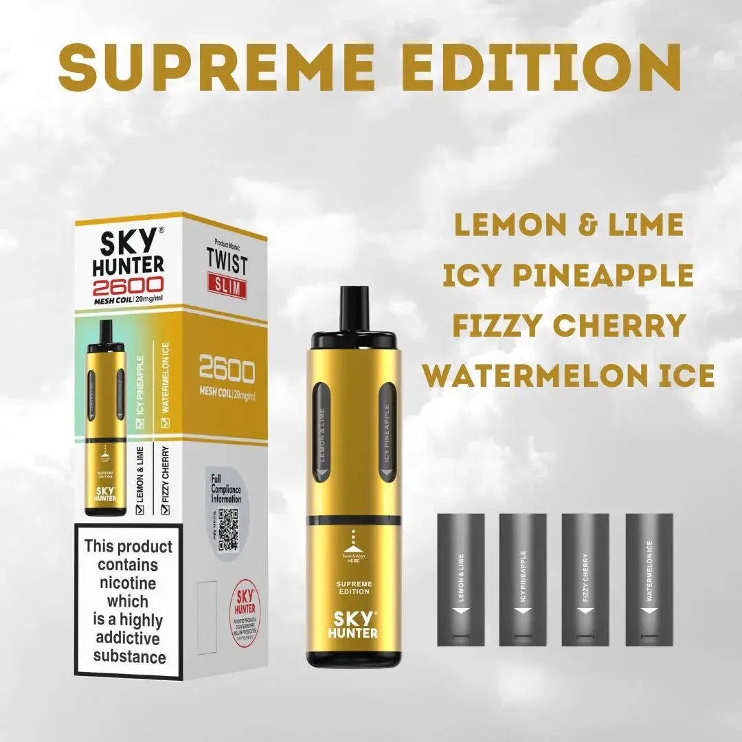 4 in 1 Sky Hunter 2600 Puffs Disposable Vape Pod Kit Pack of 5