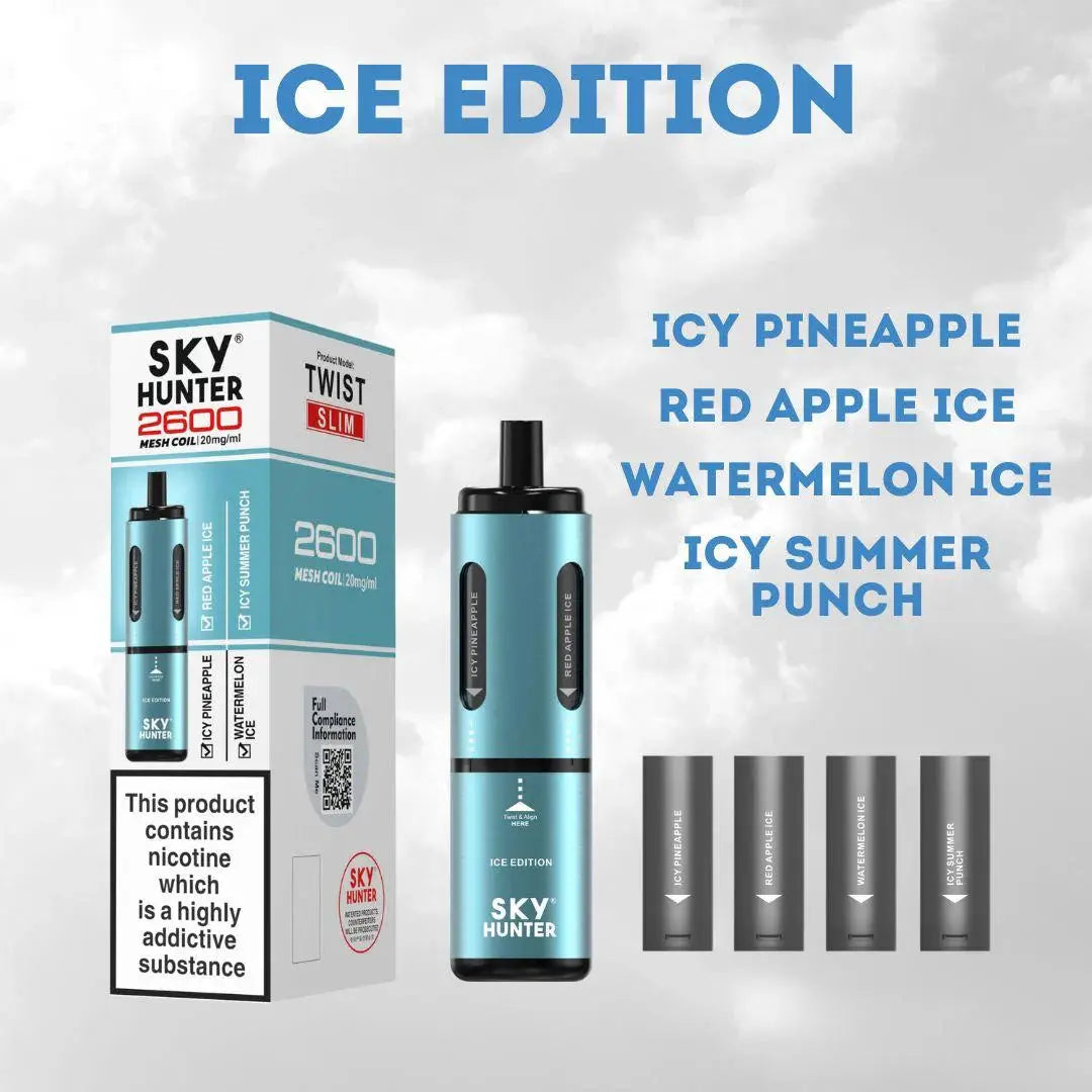 4 in 1 Sky Hunter 2600 Puffs Disposable Vape Pod Kit Pack of 5