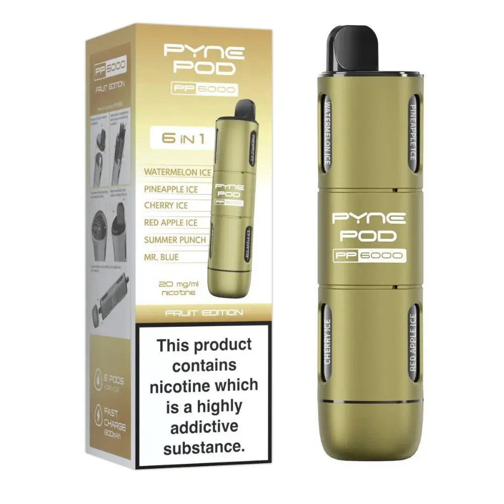 6 In 1 Pyne Pod PP6000 Disposable Vape Pod Kit Box of 5