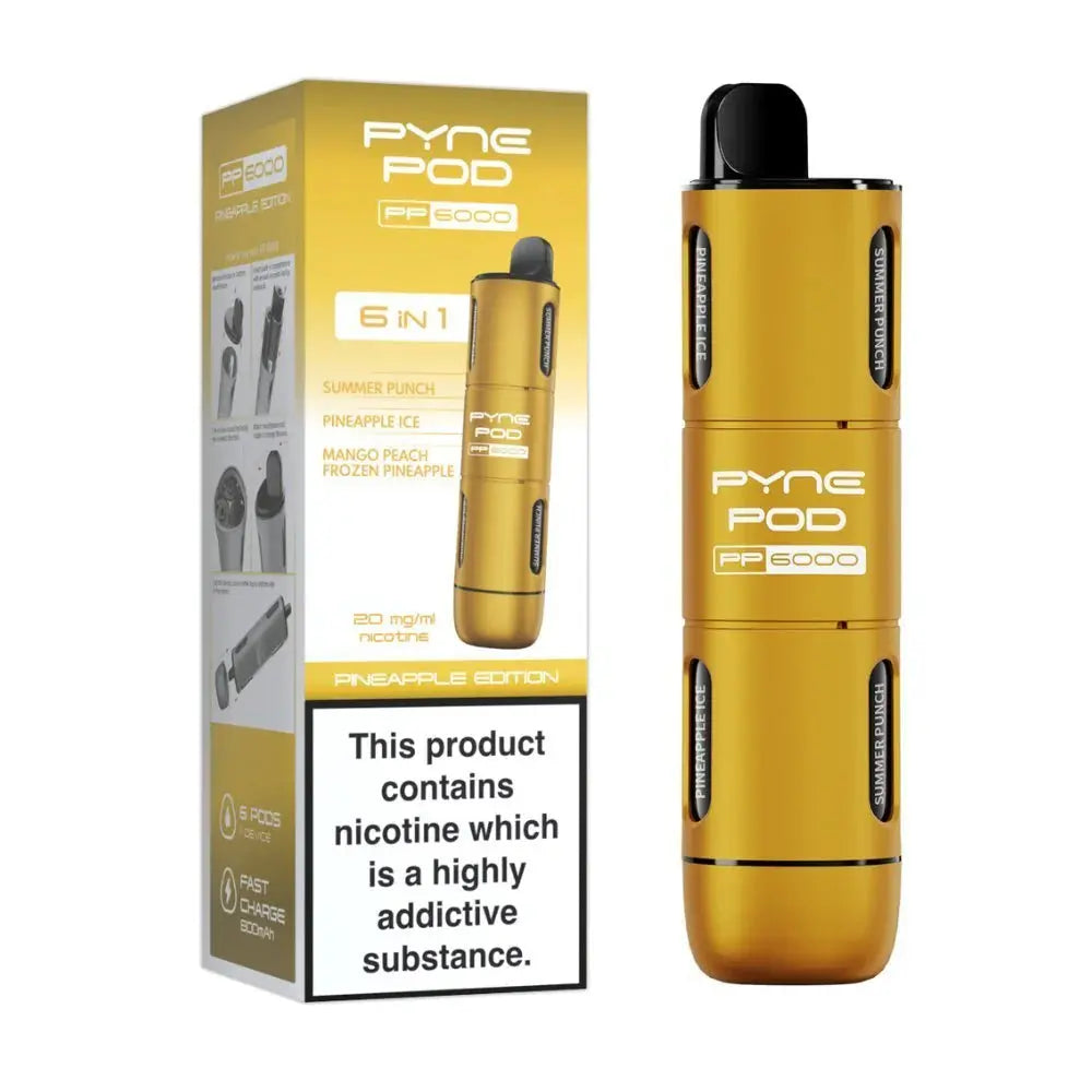6 In 1 Pyne Pod PP6000 Disposable Vape Pod Kit Box of 5