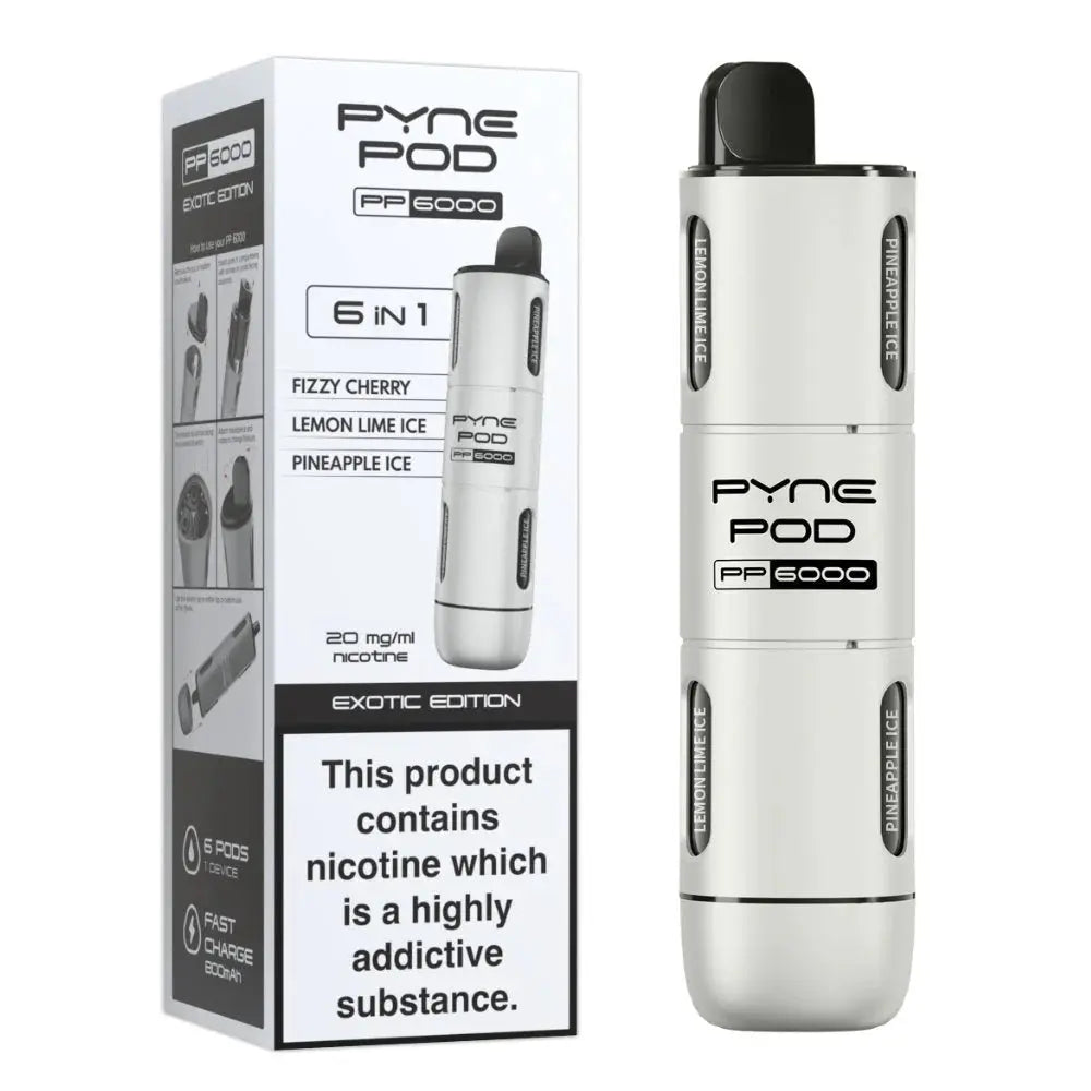 6 In 1 Pyne Pod PP6000 Disposable Vape Pod Kit Box of 5