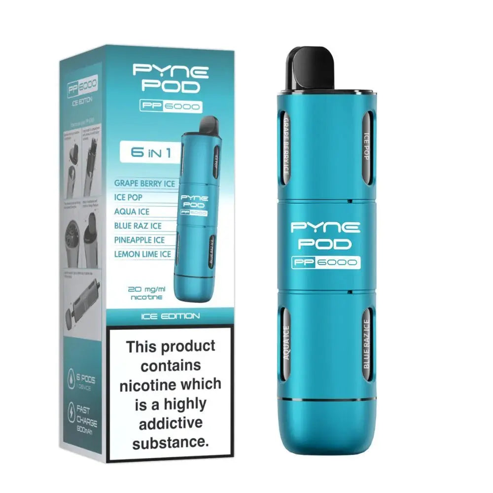 6 In 1 Pyne Pod PP6000 Disposable Vape Pod Kit Box of 5