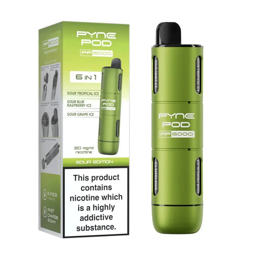 6 In 1 Pyne Pod PP6000 Disposable Vape Pod Kit Box of 5