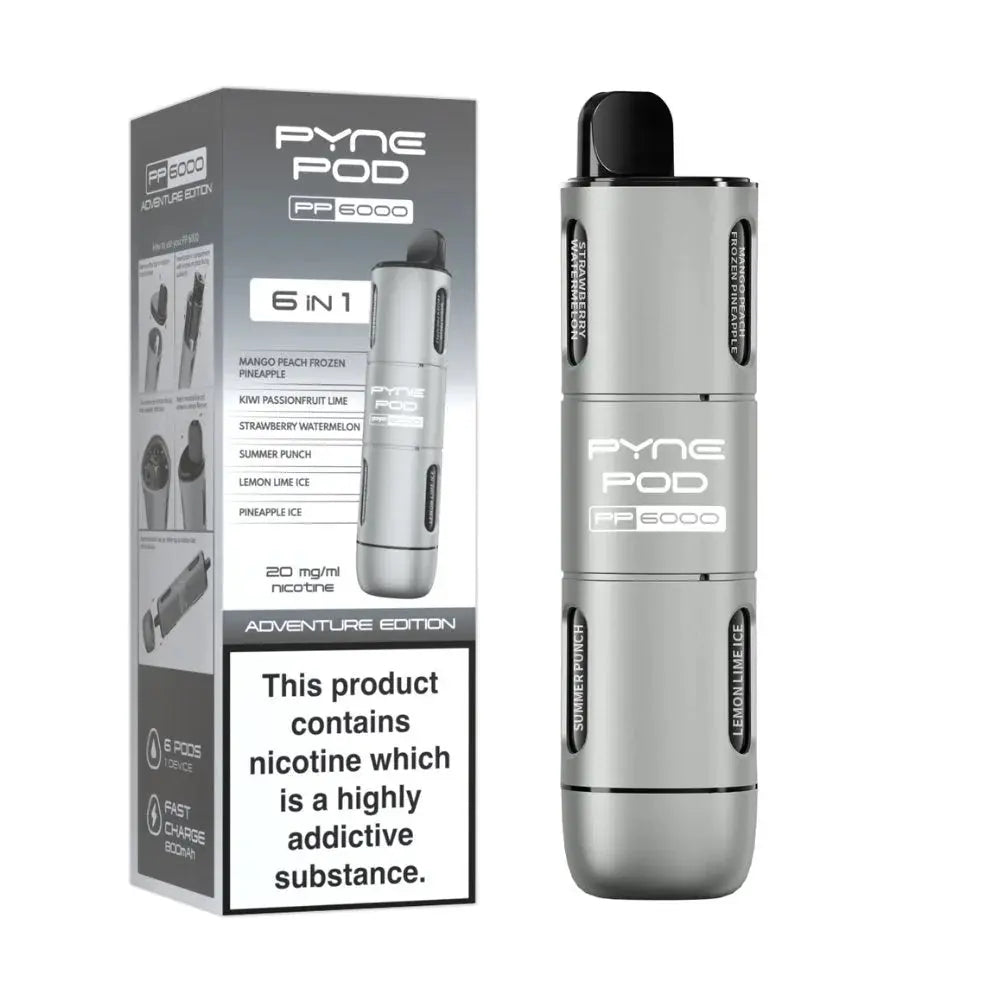 6 In 1 Pyne Pod PP6000 Disposable Vape Pod Kit Box of 5