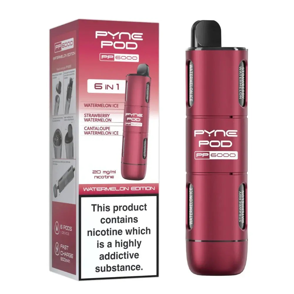 6 In 1 Pyne Pod PP6000 Disposable Vape Pod Kit Box of 5