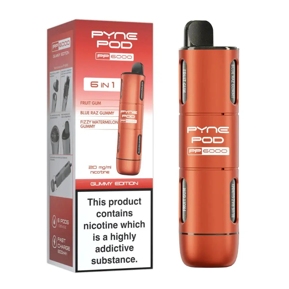 6 In 1 Pyne Pod PP6000 Disposable Vape Pod Kit Box of 5