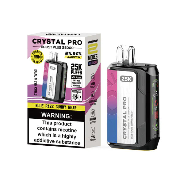 Crystal Pro Boost Plus 25000 Disposable Vape Pod Device - 20mg - Box of 5
