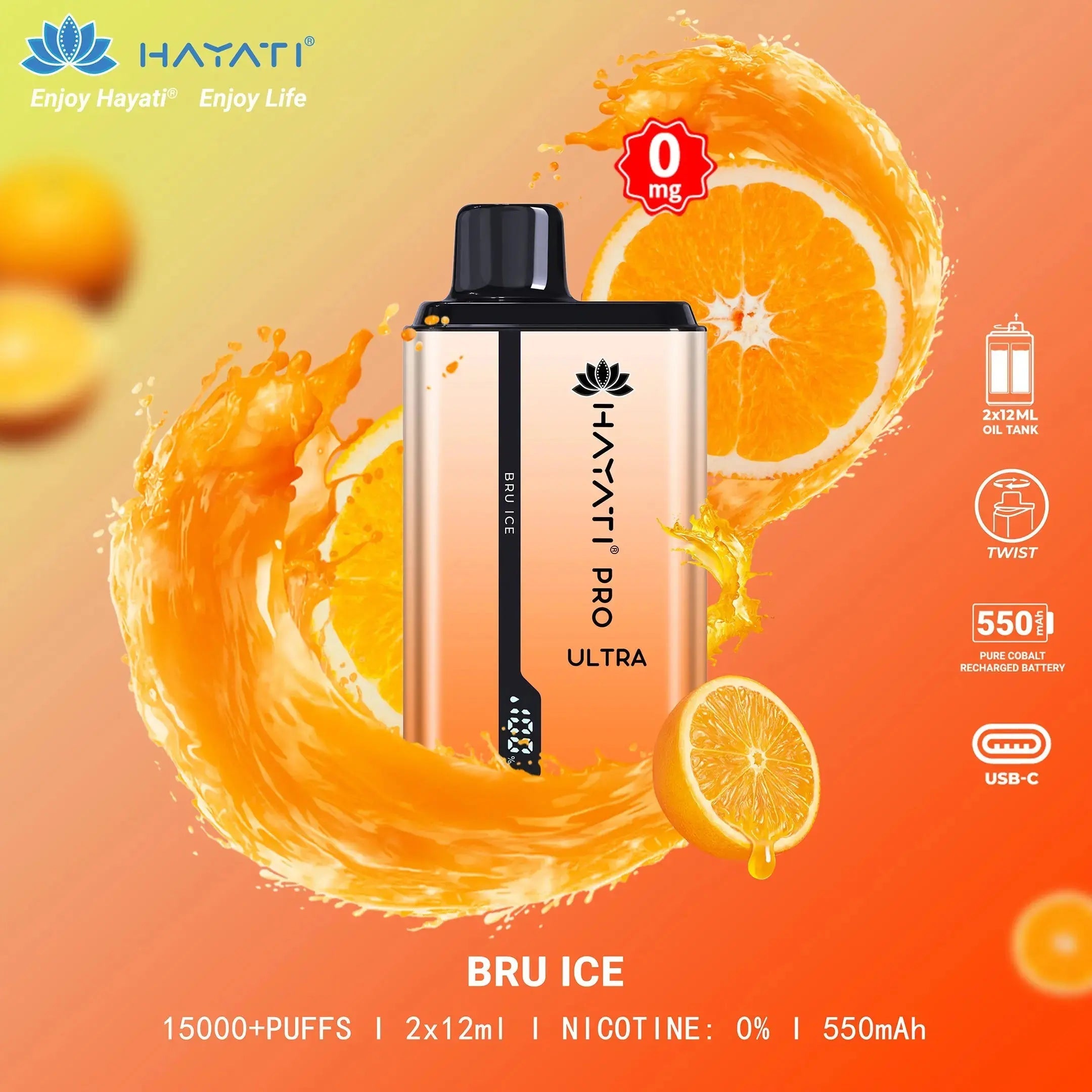Hayati Pro Ultra 15000 Puffs Disposable Vape Bar Pod Box Of 10