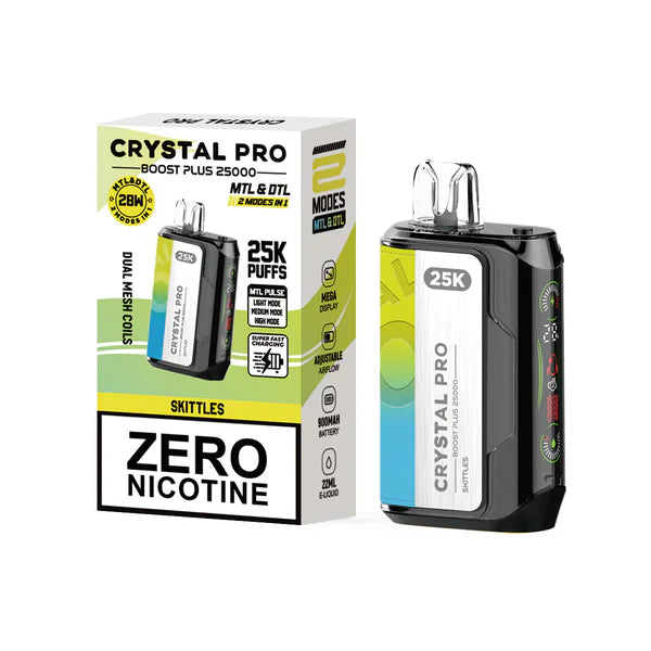 0% Crystal Pro Boost Plus 25000 Disposable Vape Pod Device - 0mg - Box of 5