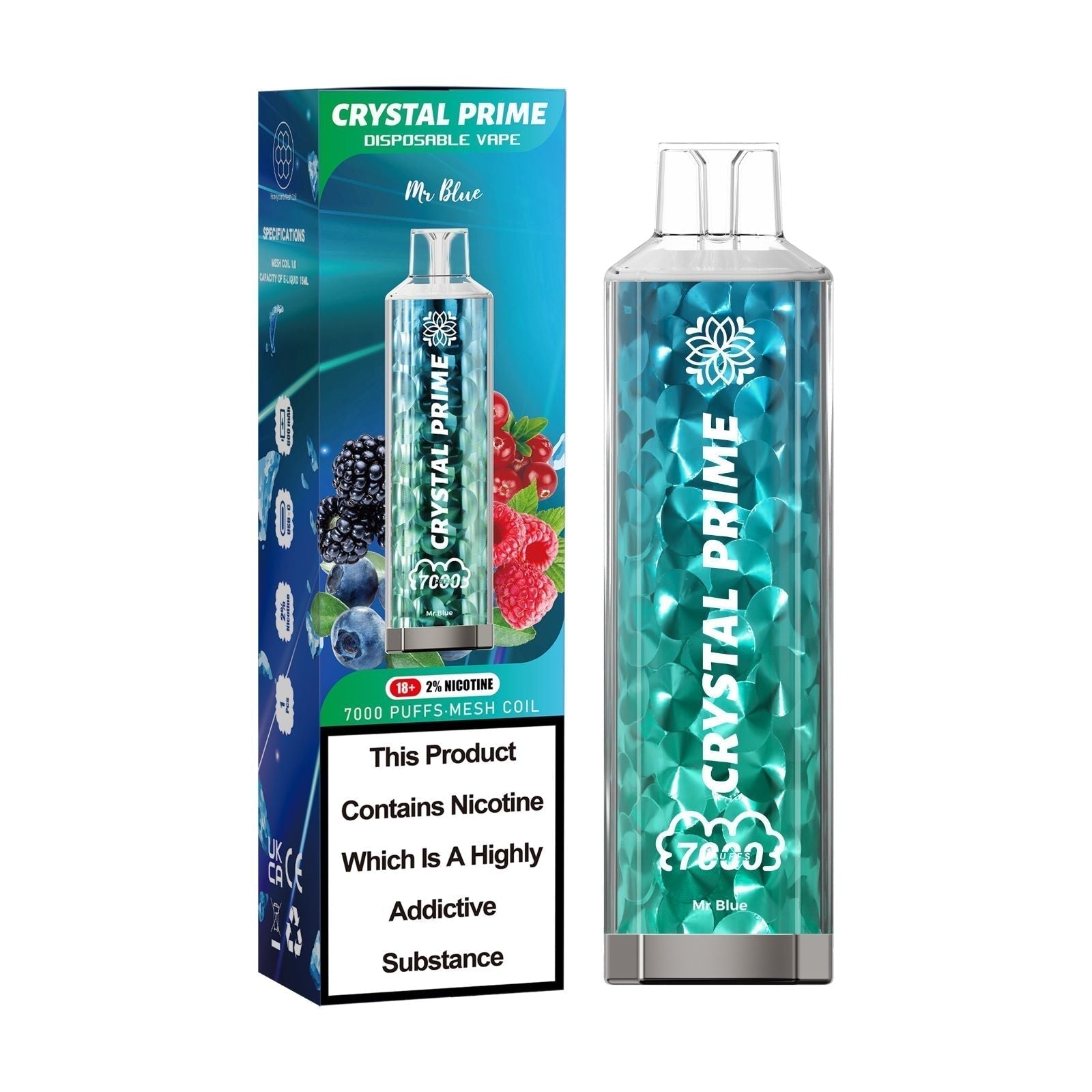 Crystal Prime 7000 Puffs Disposable Vape Pod Device 20MG