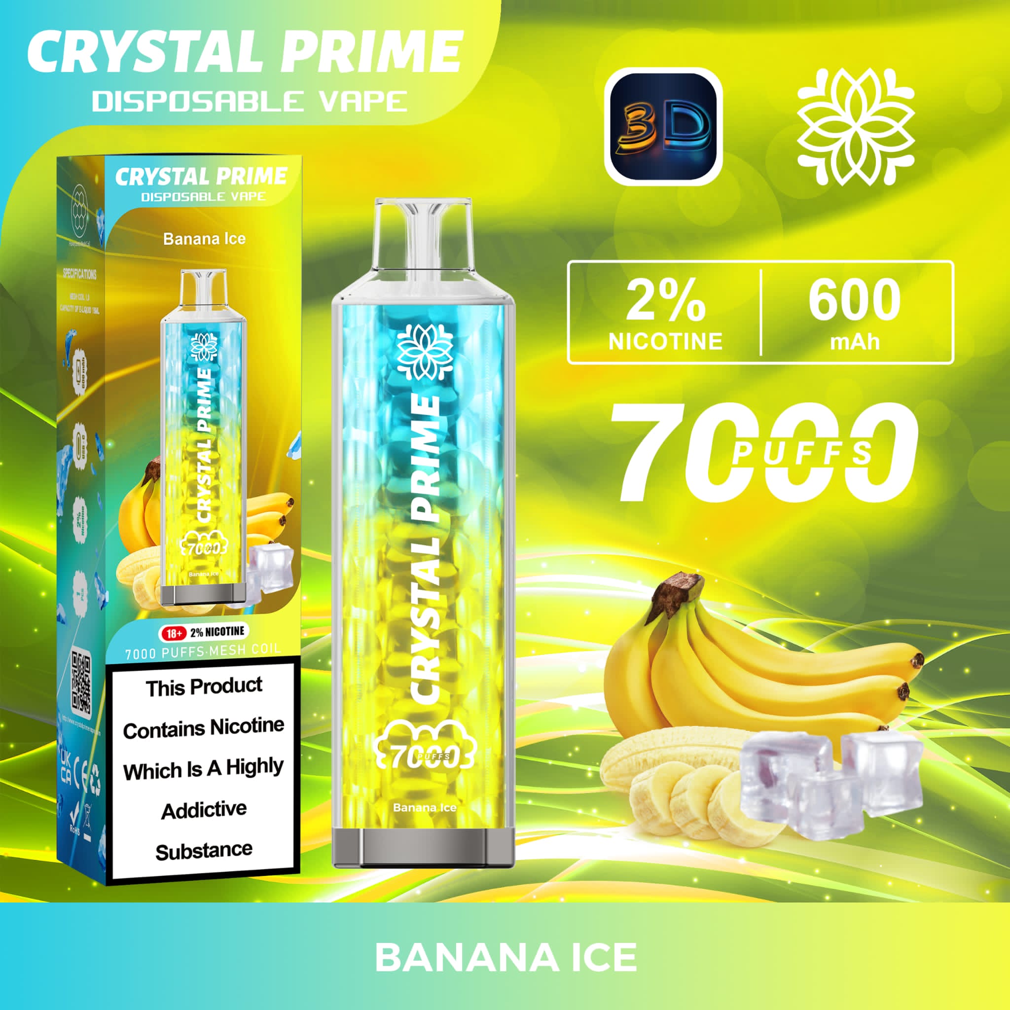Crystal Prime 7000 Puffs Disposable Vape Pod Device 20MG