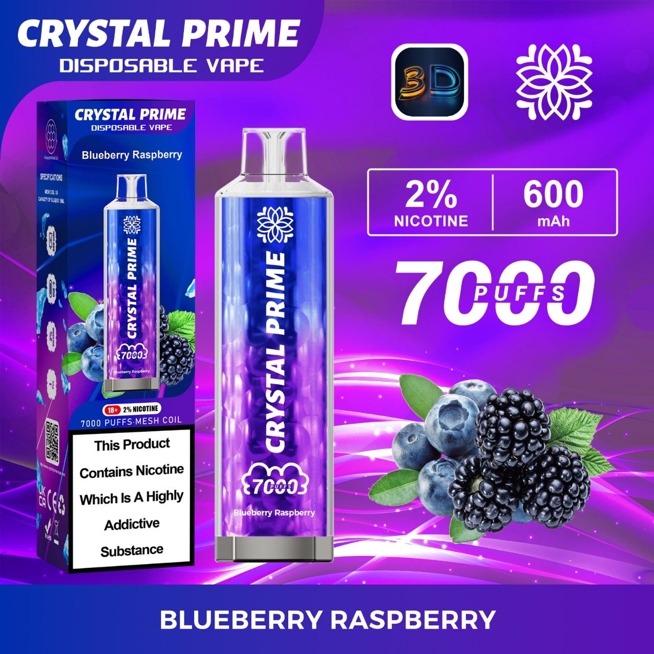 Crystal Prime 7000 Puffs Disposable Vape Pod Device 20MG