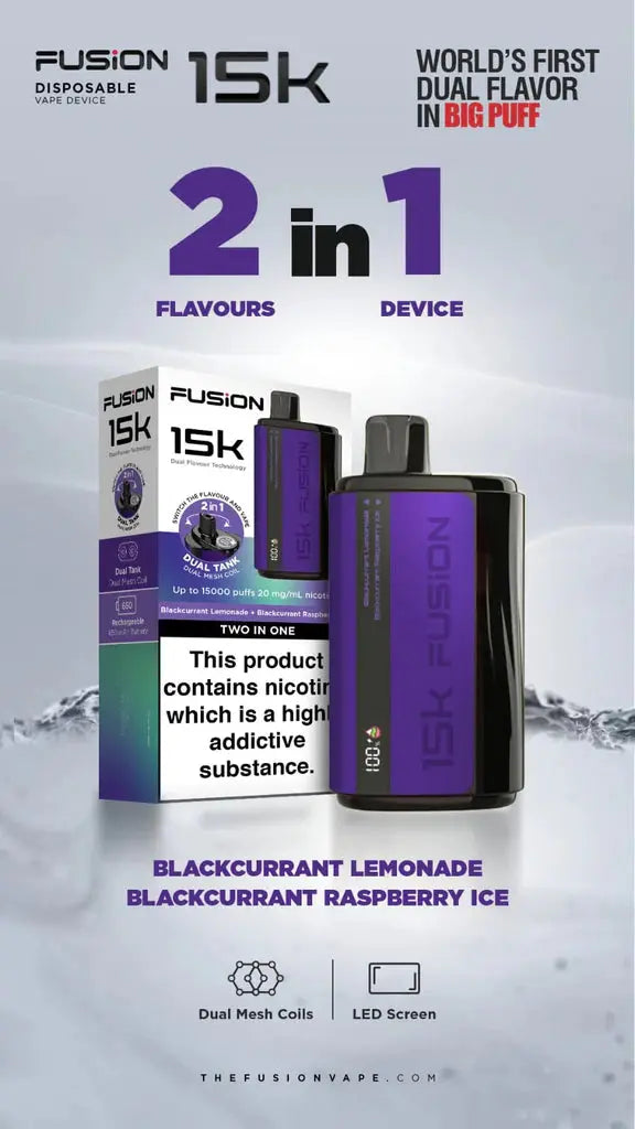 2 IN 1 FUSION 15K PUFFS DISPOSABLE VAPE POD KIT