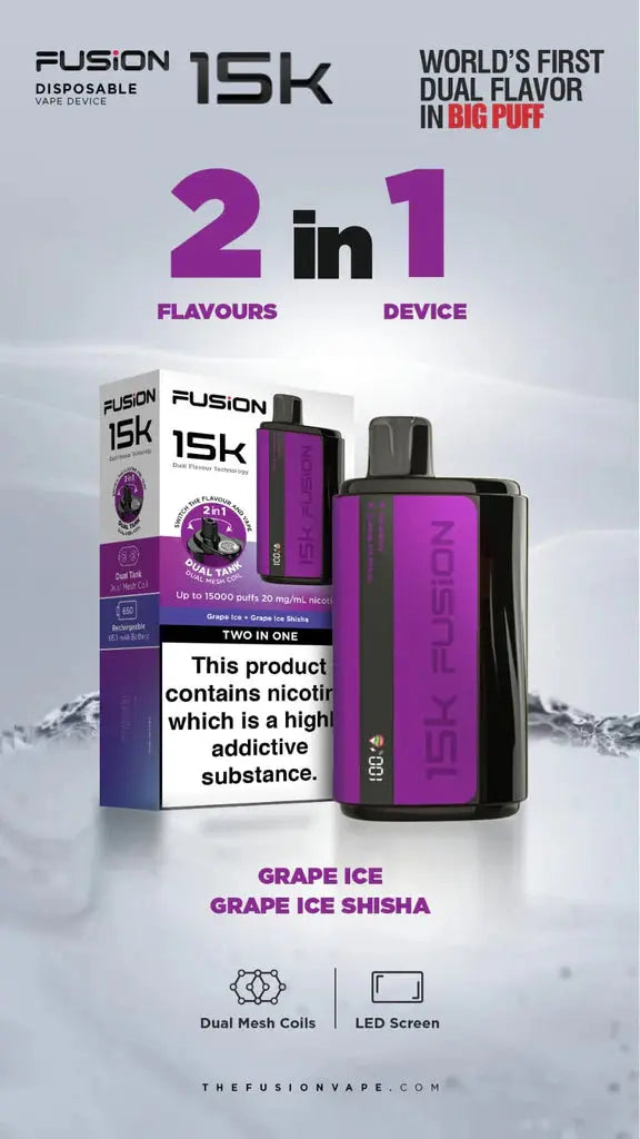 2 IN 1 FUSION 15K PUFFS DISPOSABLE VAPE POD KIT
