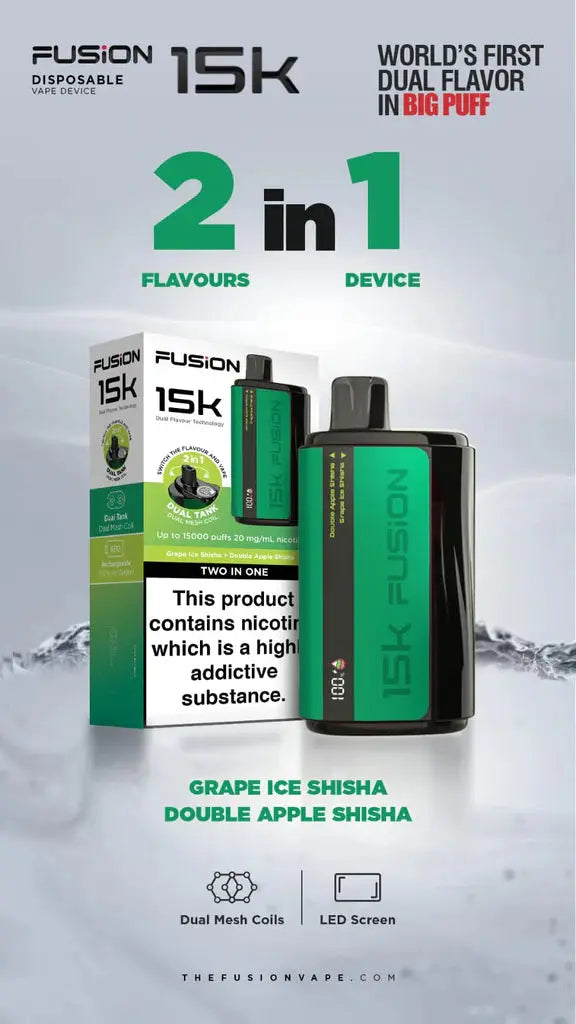2 IN 1 FUSION 15K PUFFS DISPOSABLE VAPE POD KIT