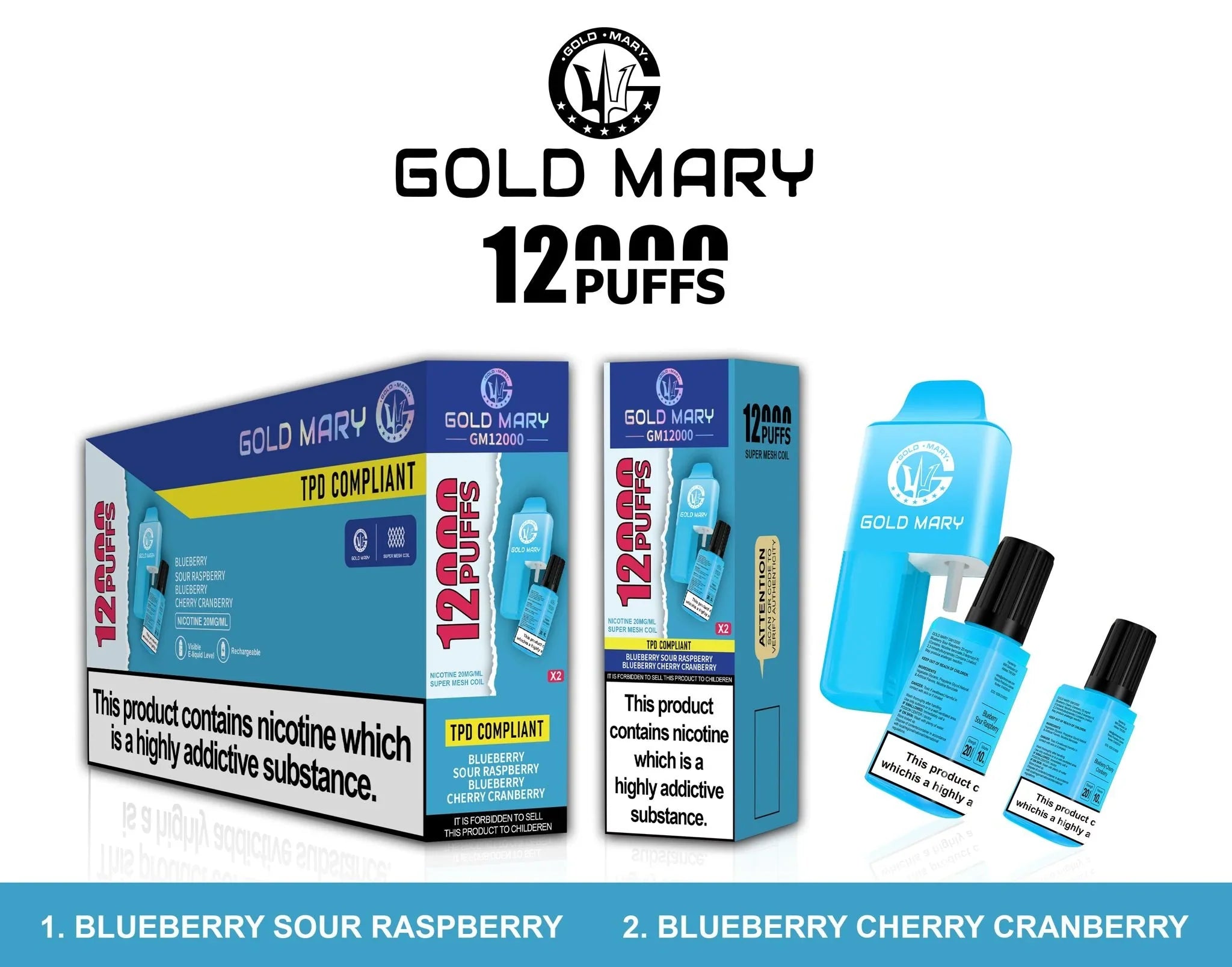 Gold Mary 12000 Puffs Disposable Vape Box of 5