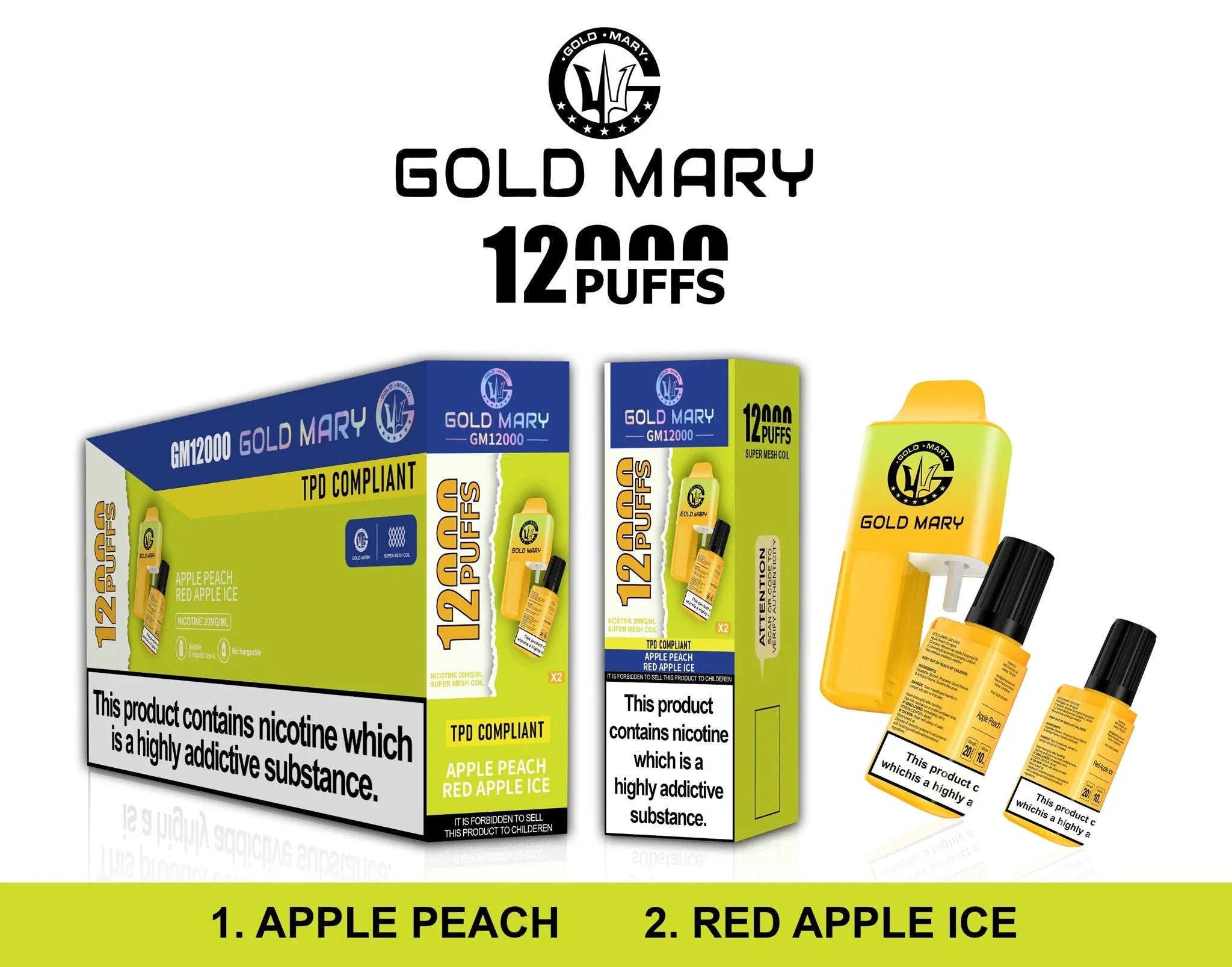 Gold Mary 12000 Puffs Disposable Vape Box of 5