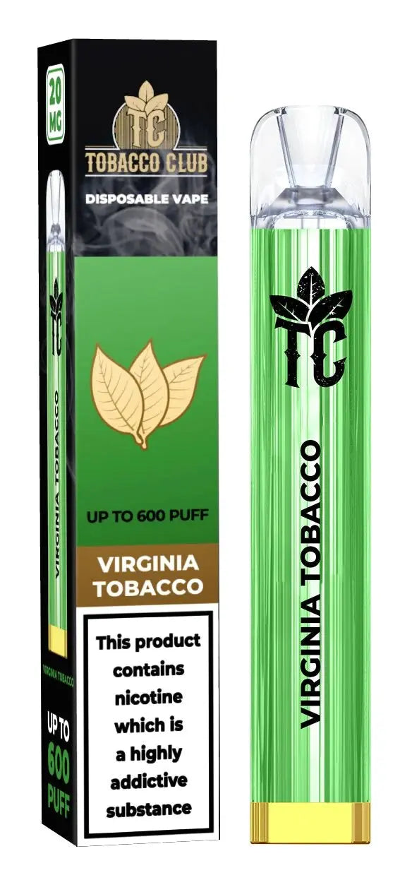 Tobbaco Club 600 Disposable Vape Puff Pod Box of 10